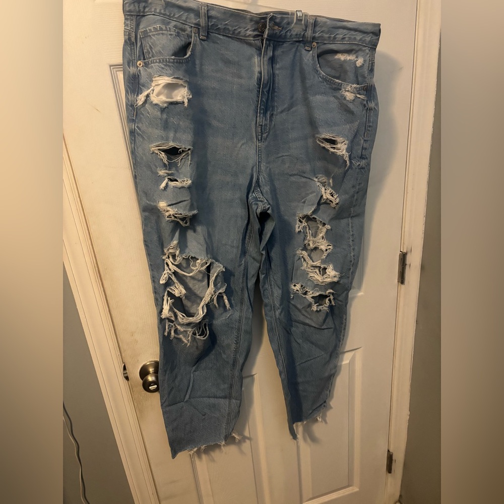 American Eagle Outfitters Ripped Light Blue Boyfriend Jeans